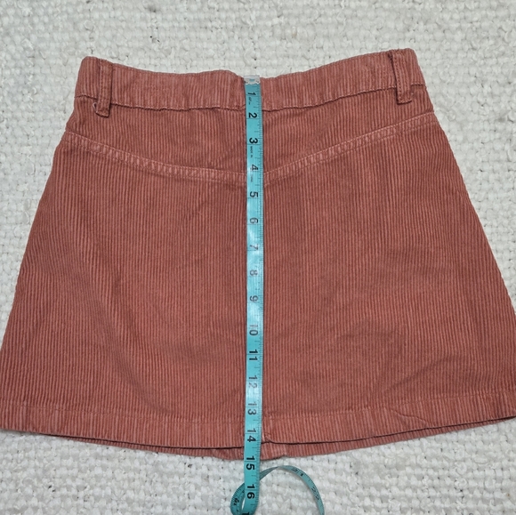 Free People Ray Corduroy Mini Skirt Button Front Terracotta Dusty Rose Size 2 - Picture 7 of 11